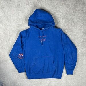 Blue Hoodie with Orange Lettering